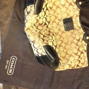 COACH BLEEKERS KHAKI SIGNATURE w/ BLCK LEATHER TRM